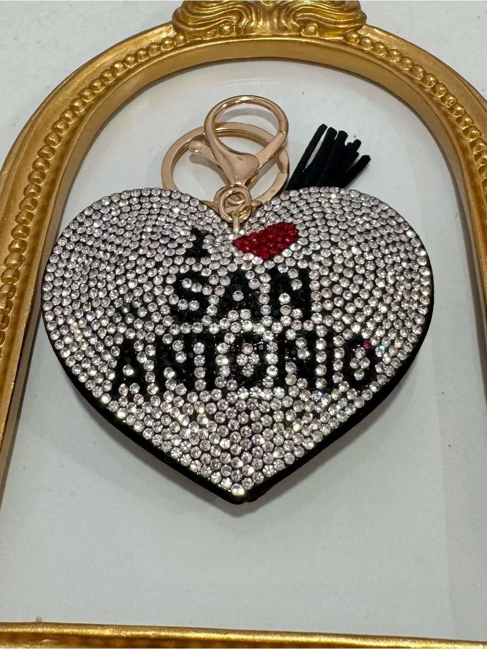New Crystal Heart Keychain I ❤️ San Antonio